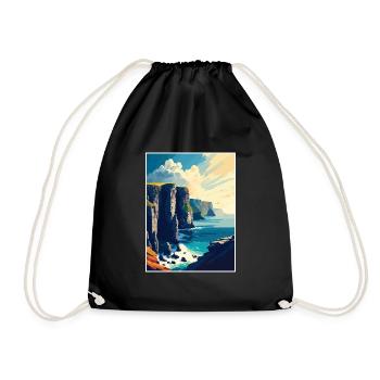 Falaises de Moher Irlande Vintage voyage affiche WPA - Sac de sport léger - noir - Devant