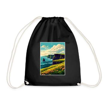 Falaises de Moher Irlande Vintage voyage affiche WPA - Sac de sport léger - noir - Devant
