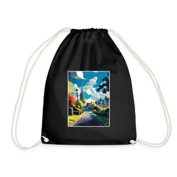 Stow On The Wold England Vintage Travel Poster WPA - Drawstring Bag - black - Front