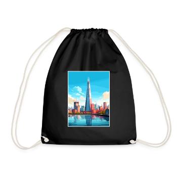 The Shard London England Vintage Travel Poster WPA - Drawstring Bag - black - Front