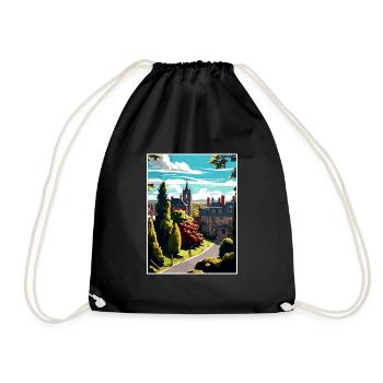 Halifax England Yorkshire Vintage Travel Poster - Drawstring Bag - black - Front