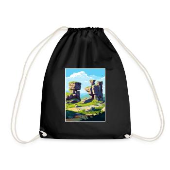 Brimham Rocks tête Angleterre Affiche de voyage Vintage - Sac de sport léger - noir - Devant