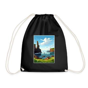Duncansby Stacks Scotland Affiche de voyage Vintage - Sac de sport léger - noir - Devant