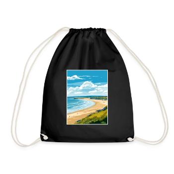 Portstewart Strand Ireland Vintage Travel Poster - Drawstring Bag - black - Front