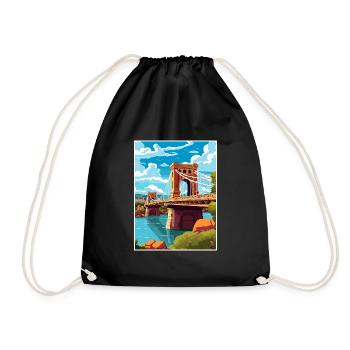 Bristol England Bridge Vintage Travel Poster WPA - Drawstring Bag - black - Front