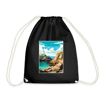 South Stack Cliffs Anglesey Vintage Reiseposter - Turnbeutel - Schwarz - Vorne