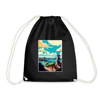 Bristol England Bridge Vintage Travel Poster WPA - Drawstring Bag - black - Front