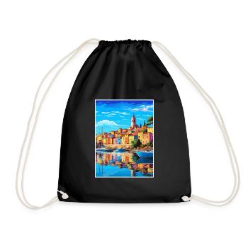 La Spezia Italy Vintage Travel Poster WPA Souvenir - Drawstring Bag - black - Front