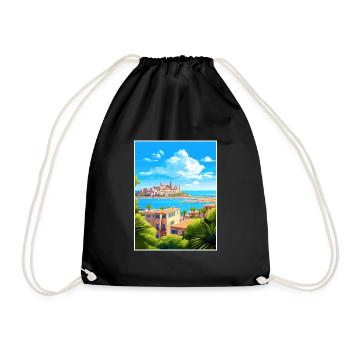 Palma De Mallorca Spain Vintage Travel Poster WPA - Drawstring Bag - black - Front