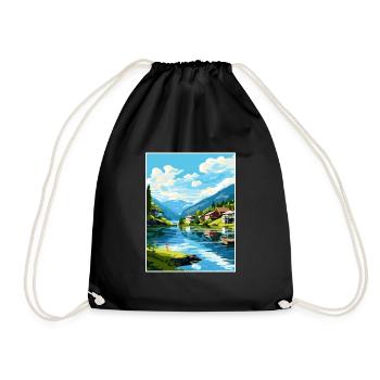 Flekkefjord Norvège Chambre Vintage voyage affiche WPA - Sac de sport léger - noir - Devant
