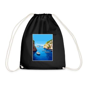 Capri Italien Dekoration Vintage Reiseposter WPA - Turnbeutel - Schwarz - Vorne