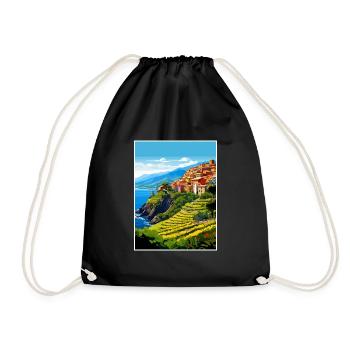 Cinque Terre Italie Décoration Patmos Affiche De Voyage - Sac de sport léger - noir - Devant