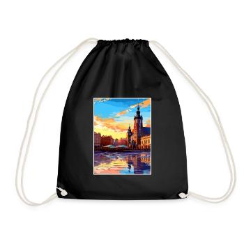 Cracovie Pologne Vintage voyage affiche WPA Souvenir - Sac de sport léger - noir - Devant
