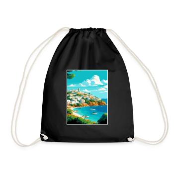 Ibiza Spanien Vintage Reiseposter WPA Souvenir - Turnbeutel - Schwarz - Vorne