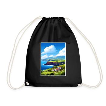 Santa Maria Island Portugal Vintage Travel Poster - Drawstring Bag - black - Front