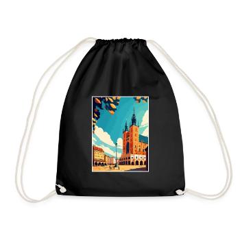 Cracovie Pologne Vintage voyage affiche WPA Souvenir - Sac de sport léger - noir - Devant