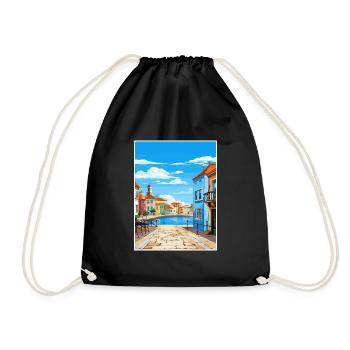 Aveiro Portugal Vintage Travel Poster WPA Souvenir - Drawstring Bag - black - Front