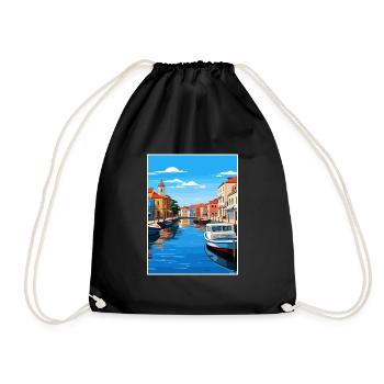 Aveiro Portugal Vintage Travel Poster WPA Souvenir - Drawstring Bag - black - Front