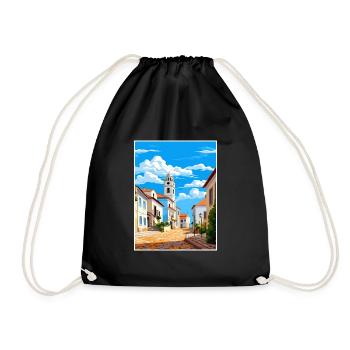 Evora Portugal Vintage Travel Poster WPA Souvenir - Drawstring Bag - black - Front