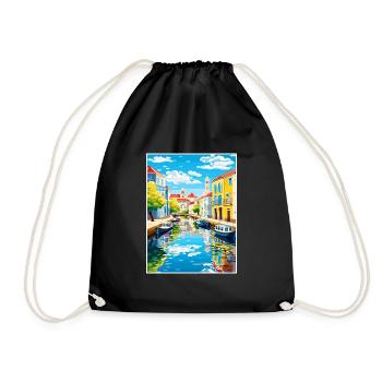 Aveiro Portugal Vintage Travel Poster WPA Souvenir - Drawstring Bag - black - Front