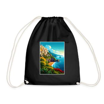 Amalfi Italie Décoration Vintage Voyage Affiche WPA - Sac de sport léger - noir - Devant