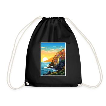 Cinque Terre Italie Décoration Patmos Affiche De Voyage - Sac de sport léger - noir - Devant