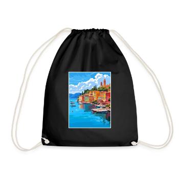 Portofino Italie Vintage voyage affiche WPA Souvenir - Sac de sport léger - noir - Devant