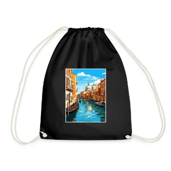 Venedig Italien Dekoration Markusplatz Souvenir - Turnbeutel - Schwarz - Vorne