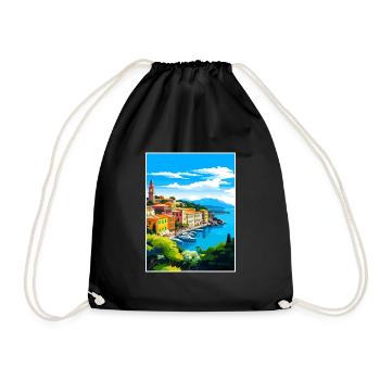 Portofino Italie Vintage voyage affiche WPA Souvenir - Sac de sport léger - noir - Devant