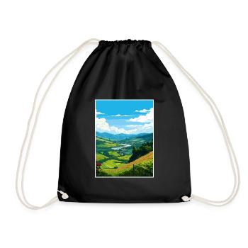 Douro Valley Portugal Vintage Travel Poster WPA - Drawstring Bag - black - Front