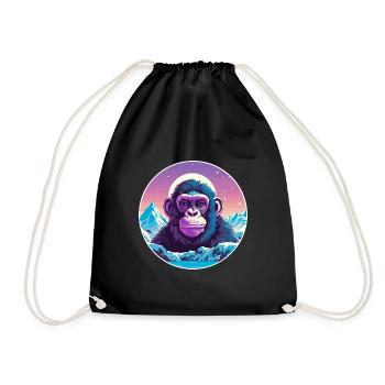 Chimpanzé aquarelle dessin animé kawaii animal de compagnie Co - Sac de sport léger - noir - Devant