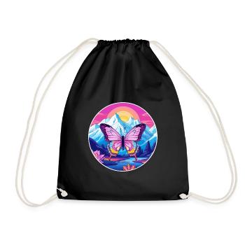 Schmetterling Aquarell Karikatur Kawaii Haustier Tier Col - Turnbeutel - Schwarz - Vorne