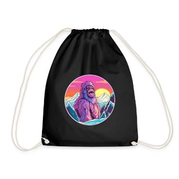 Big Foot Watercolor Cartoon Kawaii Pet Animal Colo - Drawstring Bag - black - Front