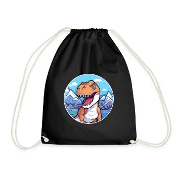 Dinosaure Aquarelle Dessin Animé Kawaii Animal Animal Colo - Sac de sport léger - noir - Devant