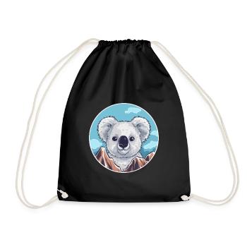Koala Aquarell Karikatur Kawaii Haustier Tier Farbefu - Turnbeutel - Schwarz - Vorne
