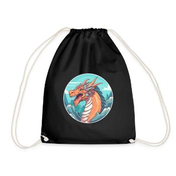 Dragon Aquarelle Dessin Animé Kawaii Animal De Compagnie Colorf - Sac de sport léger - noir - Devant
