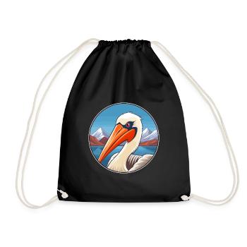 Pélican Aquarelle Dessin Animé Kawaii Animal De Compagnie Animal Couleur - Sac de sport léger - noir - Devant