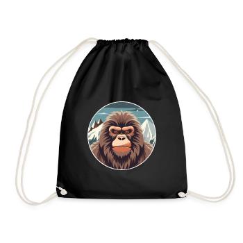 Babouin Aquarelle Dessin Animé Kawaii Animal De Compagnie Colorf - Sac de sport léger - noir - Devant