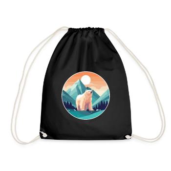 Bär Aquarell Karikatur Kawaii Haustier Tier Bunt - Turnbeutel - Schwarz - Vorne
