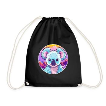 Koala Aquarell Karikatur Kawaii Haustier Tier Farbefu - Turnbeutel - Schwarz - Vorne