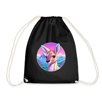 Kangourou Aquarelle Dessin Animé Kawaii Animal Animal Colo - Sac de sport léger - noir - Devant
