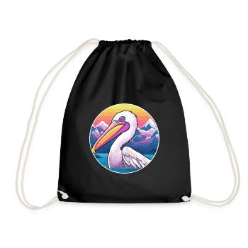 Pélican Aquarelle Dessin Animé Kawaii Animal De Compagnie Animal Couleur - Sac de sport léger - noir - Devant