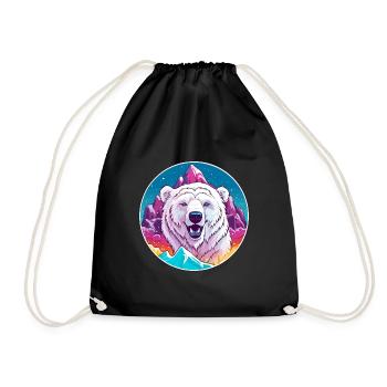 Ours polaire aquarelle dessin animé Kawaii animal de compagnie Co - Sac de sport léger - noir - Devant