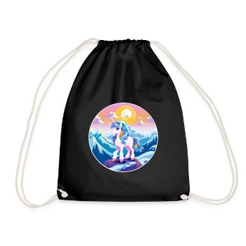 Poney Aquarelle Dessin Animé Kawaii Animal De Compagnie Coloré - Sac de sport léger - noir - Devant