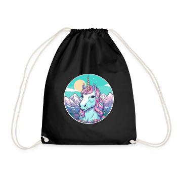 Licorne Aquarelle Dessin Animé Kawaii Animal De Compagnie Animal Couleur - Sac de sport léger - noir - Devant