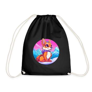Squirrel Watercolor Cartoon Kawaii Pet Animal Colo - Drawstring Bag - black - Front