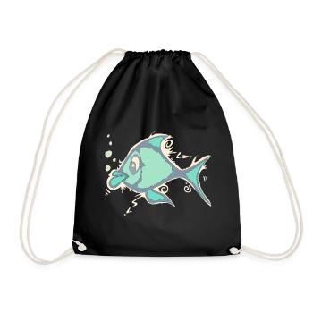 Fisch Linienkunst - Turnbeutel - Schwarz - Vorne