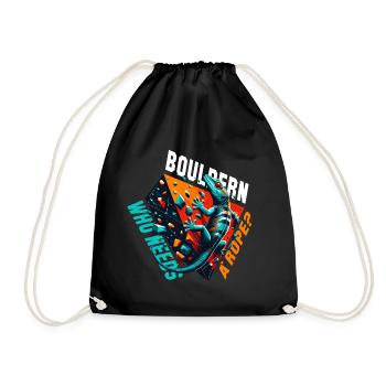 Bouldern Gecko Seil? Geschenk - Turnbeutel - Schwarz - Vorne