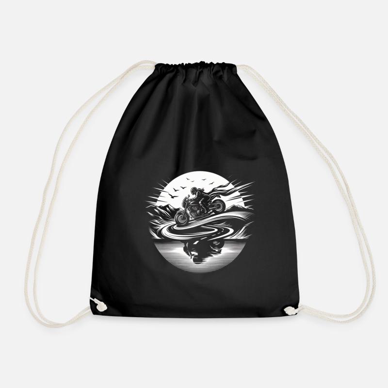 Fahrer rast auf Motorrad monochrome Grafik - Turnbeutel - Schwarz