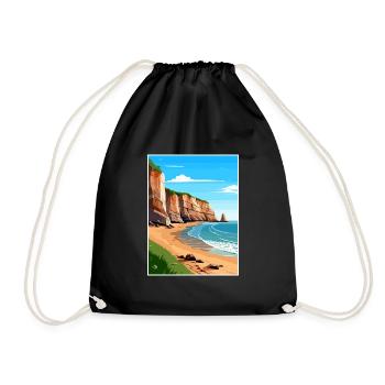 Torquay Cliffs England Vintage Travel Poster WPA - Drawstring Bag - black - Front
